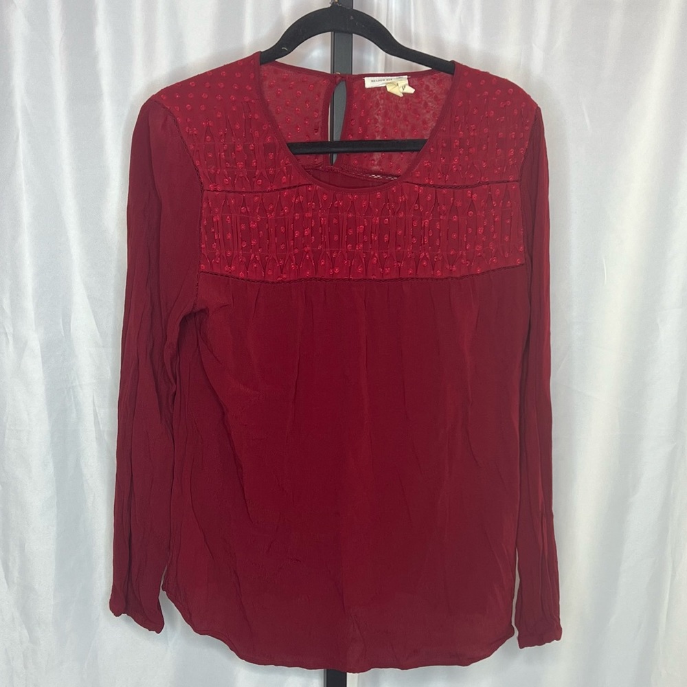 Anthropologie Meadow Rue Red Peasant Top, size Large